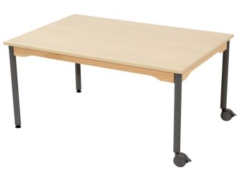 TAVOLO PIANO MELAMINICO - BASE METALLO E ROTELLE - Rettangolo 120 x 80 cm
