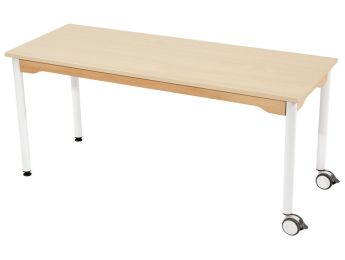 TAVOLO PIANO MELAMINICO - BASE METALLO E ROTELLE - Rettangolo 130 x 50 cm