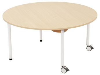 TAVOLO PIANO MELAMINICO - BASE METALLO E ROTELLE - Rotondo Ø 120 cm
