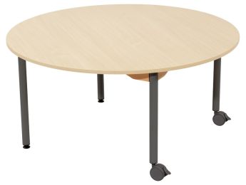 TAVOLO PIANO MELAMINICO - BASE METALLO E ROTELLE - Rotondo Ø 120 cm