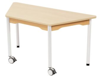 TISCH MIT MELAMINBESCHICHTETER PLATTE - METALLFUSSTEIL UND ROLLEN - Trapezform...