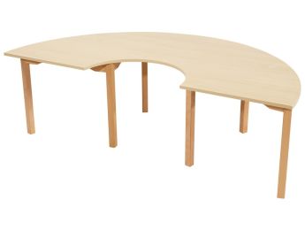 TISCH MIT MELAMINBESCHICHTETER PLATTE - FUSSTEIL AUS HOLZ - Halbrund 60x90x180...