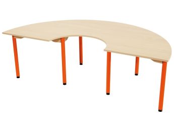TISCH MIT MELAMINBESCHICHTETER PLATTE - METALLFUSSTEIL - Halbrund 60x90x180 cm 
