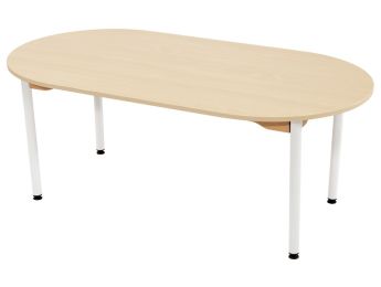 TISCH MIT MELAMINBESCHICHTETER PLATTE - METALLFUSSTEIL - Oval 150x80 cm