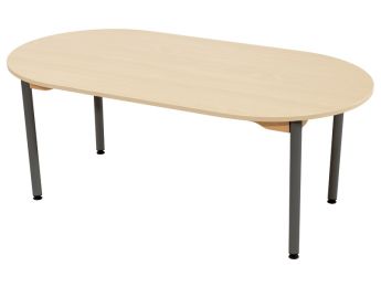 TISCH MIT MELAMINBESCHICHTETER PLATTE - METALLFUSSTEIL - Oval 150x80 cm