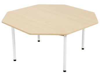 METALLTISCH MIT MELAMINBESCHICHTETER PLATTE - METALLFUSSTEIL - Achteckig Ø 120...