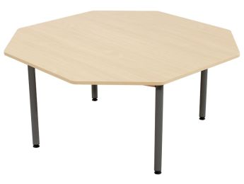METALLTISCH MIT MELAMINBESCHICHTETER PLATTE - METALLFUSSTEIL - Achteckig Ø 120...