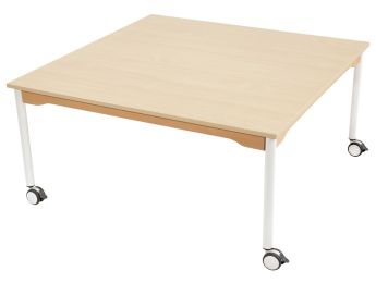 TISCH MIT MELAMINBESCHICHTETER PLATTE - FUSSTEIL MIT ROLLEN - Viereckig 120x120...