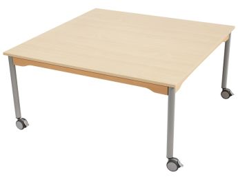 TISCH MIT MELAMINBESCHICHTETER PLATTE - FUSSTEIL MIT ROLLEN - Viereckig 120x120...