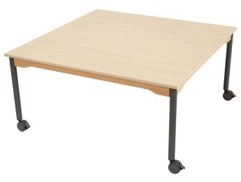 TISCH MIT MELAMINBESCHICHTETER PLATTE - FUSSTEIL MIT ROLLEN - Viereckig 120x120...