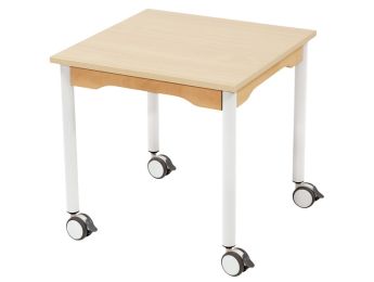 TISCH MIT MELAMINBESCHICHTETER PLATTE - FUSSTEIL MIT ROLLEN - Viereckig 60x60 cm