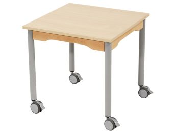 TISCH MIT MELAMINBESCHICHTETER PLATTE - FUSSTEIL MIT ROLLEN - Viereckig 60x60 cm