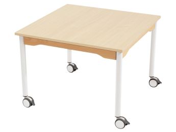 TISCH MIT MELAMINBESCHICHTETER PLATTE - FUSSTEIL MIT ROLLEN - Viereckig 80x80 cm