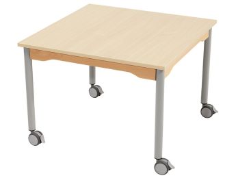 TISCH MIT MELAMINBESCHICHTETER PLATTE - FUSSTEIL MIT ROLLEN - Viereckig 80x80 cm