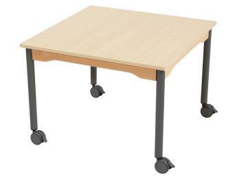 TISCH MIT MELAMINBESCHICHTETER PLATTE - FUSSTEIL MIT ROLLEN - Viereckig 80x80 cm