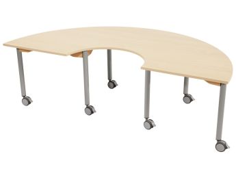 TISCH MIT MELAMINBESCHICHTETER PLATTE - FUSSTEIL MIT ROLLEN - Halbrund...