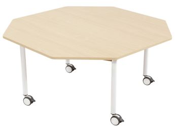 TISCH MIT MELAMINBESCHICHTETER PLATTE - FUSSTEIL MIT ROLLEN - Achteckig Ø 120...