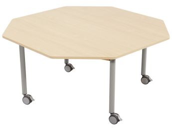 TISCH MIT MELAMINBESCHICHTETER PLATTE - FUSSTEIL MIT ROLLEN - Achteckig Ø 120...