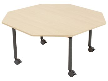 TISCH MIT MELAMINBESCHICHTETER PLATTE - FUSSTEIL MIT ROLLEN - Achteckig Ø 120...