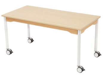 TISCH MIT MELAMINBESCHICHTETER PLATTE - FUSSTEIL MIT ROLLEN - Rechteckig 120x60...