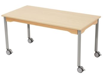 TISCH MIT MELAMINBESCHICHTETER PLATTE - FUSSTEIL MIT ROLLEN - Rechteckig 120x60...