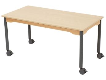 TISCH MIT MELAMINBESCHICHTETER PLATTE - FUSSTEIL MIT ROLLEN - Rechteckig 120x60...