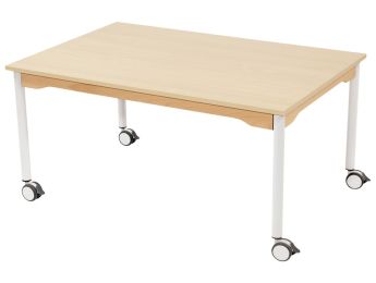 TISCH MIT MELAMINBESCHICHTETER PLATTE - FUSSTEIL MIT ROLLEN - Rechteckig 120x80...