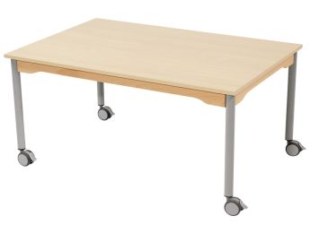 TISCH MIT MELAMINBESCHICHTETER PLATTE - FUSSTEIL MIT ROLLEN - Rechteckig 120x80...
