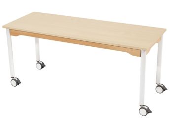 TISCH MIT MELAMINBESCHICHTETER PLATTE - FUSSTEIL MIT ROLLEN - Rechteckig 130x50...