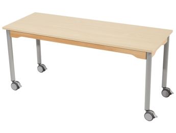 TISCH MIT MELAMINBESCHICHTETER PLATTE - FUSSTEIL MIT ROLLEN - Rechteckig 130x50...
