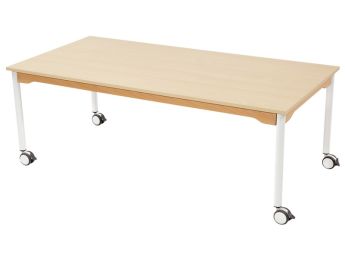 TISCH MIT MELAMINBESCHICHTETER PLATTE - FUSSTEIL MIT ROLLEN - Rechteckig 160x80...