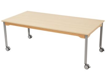 TISCH MIT MELAMINBESCHICHTETER PLATTE - FUSSTEIL MIT ROLLEN - Rechteckig 160x80...