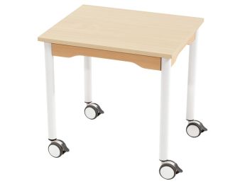 TISCH MIT MELAMINBESCHICHTETER PLATTE - FUSSTEIL MIT ROLLEN - Rechteckig 60x50...