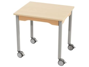 TISCH MIT MELAMINBESCHICHTETER PLATTE - FUSSTEIL MIT ROLLEN - Rechteckig 60x50...