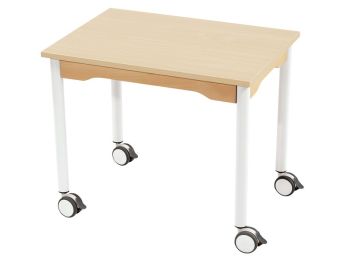 TISCH MIT MELAMINBESCHICHTETER PLATTE - FUSSTEIL MIT ROLLEN - Rechteckig 70x50...