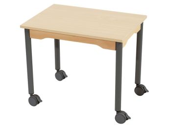TISCH MIT MELAMINBESCHICHTETER PLATTE - FUSSTEIL MIT ROLLEN - Rechteckig 70x50...