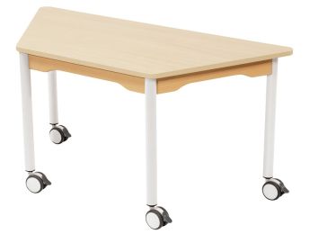 TISCH MIT MELAMINBESCHICHTETER PLATTE - FUSSTEIL MIT ROLLEN - Trapezform 120x60...