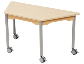 TISCH MIT MELAMINBESCHICHTETER PLATTE - FUSSTEIL MIT ROLLEN - Trapezform 120x60...