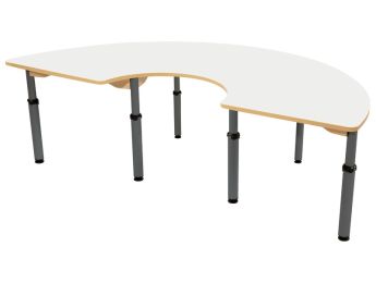 TISCH MIT BESCHICHTETER TISCHPLATTE - HÖHENVERSTELLBAR - Halbrund 180x90 cm