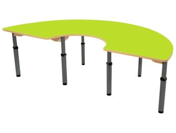 TISCH MIT BESCHICHTETER TISCHPLATTE - HÖHENVERSTELLBAR - Halbrund 180x90 cm