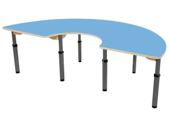 TISCH MIT BESCHICHTETER TISCHPLATTE - HÖHENVERSTELLBAR - Halbrund 180x90 cm