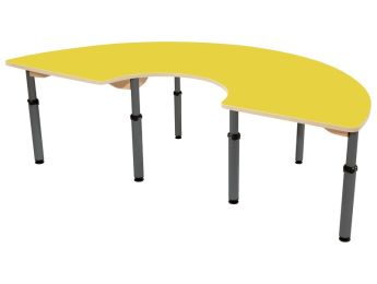 TISCH MIT BESCHICHTETER TISCHPLATTE - HÖHENVERSTELLBAR - Halbrund 180x90 cm