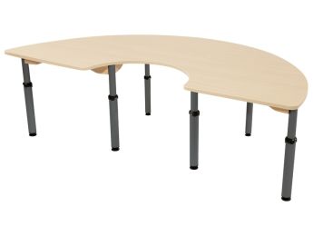 TISCH MIT BESCHICHTETER TISCHPLATTE - HÖHENVERSTELLBAR - Halbrund 180x90 cm