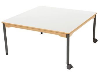 TISCH MIT BESCHICHTETER TISCHPLATTE - METALLFUSSTEIL UND ROLLEN - Viereckig...