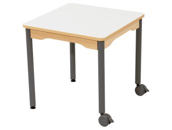 TISCH MIT BESCHICHTETER TISCHPLATTE - METALLFUSSTEIL UND ROLLEN - Viereckig...