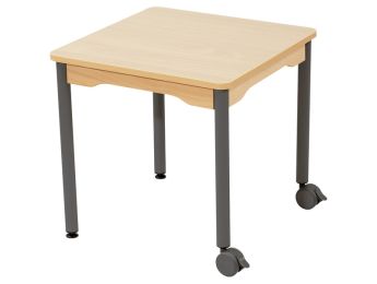 TISCH MIT BESCHICHTETER TISCHPLATTE - METALLFUSSTEIL UND ROLLEN - Viereckig...