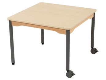 TISCH MIT BESCHICHTETER TISCHPLATTE - METALLFUSSTEIL UND ROLLEN - Viereckig...