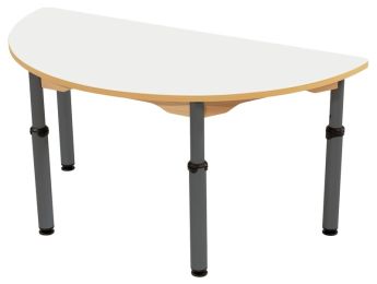 TISCH MIT BESCHICHTETER TISCHPLATTE - HÖHENVERSTELLBAR - Halbrund 120x60 cm