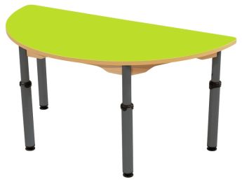 TISCH MIT BESCHICHTETER TISCHPLATTE - HÖHENVERSTELLBAR - Halbrund 120x60 cm