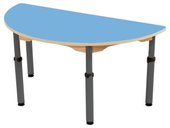 TISCH MIT BESCHICHTETER TISCHPLATTE - HÖHENVERSTELLBAR - Halbrund 120x60 cm